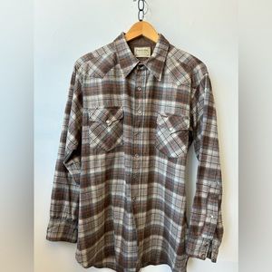 Vintage Pendleton High Grade Western Wear 100% Wool Snap Button Shirt Size XL